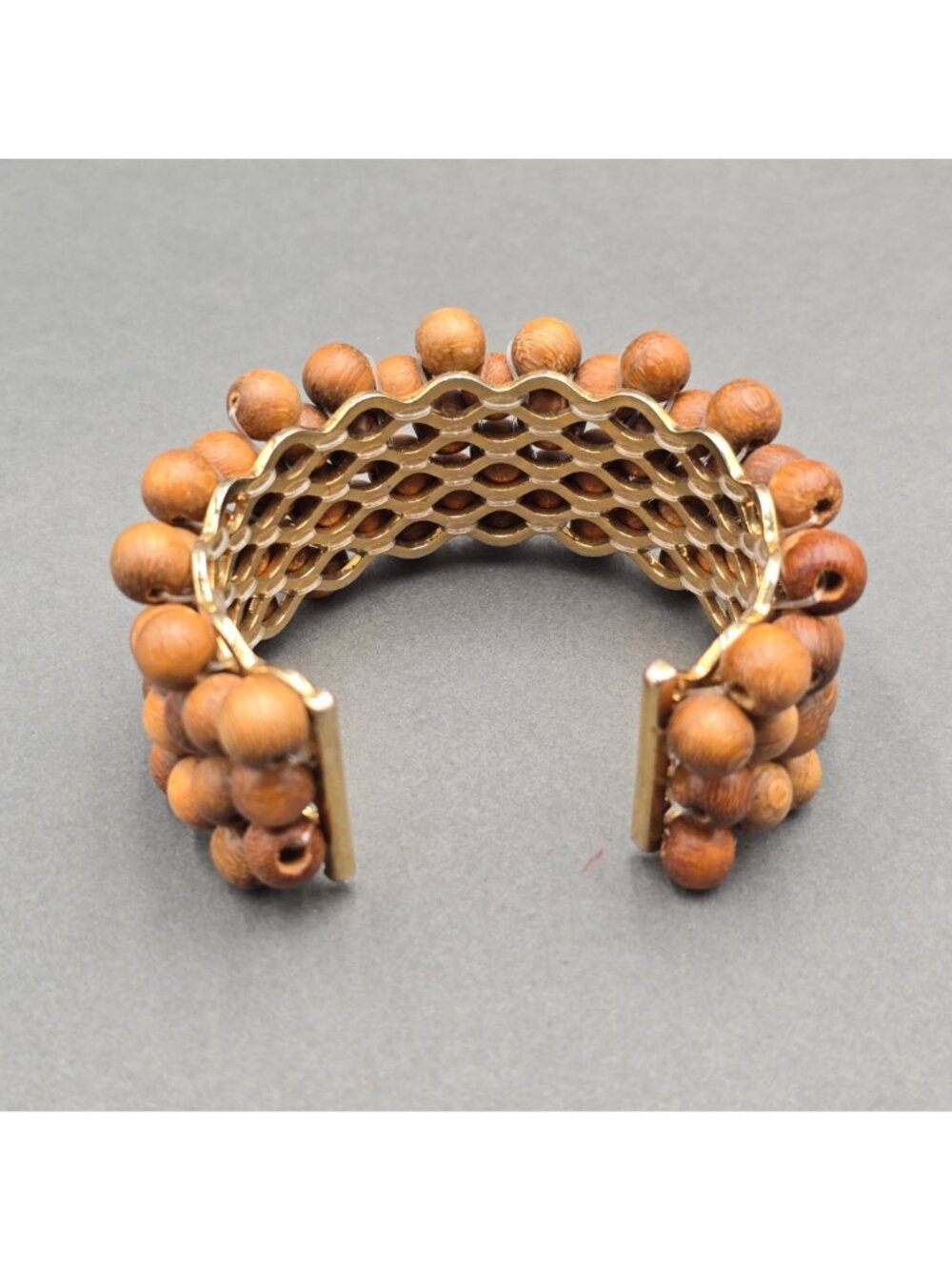 Vintage Wooden Bracelet 7"-8" Bangle Cuff Stretch Stackable Lot of 4 - Picture 11 of 12